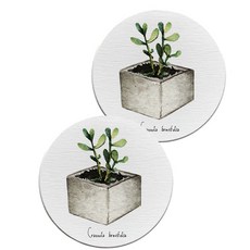 手繪風浴室珪藻土盤狀杯墊 03 A, 2個