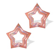 GRABO BALLOONS Wow Party Korea 鋁箔Linky Star雷射氣球, 玫瑰金, 2個