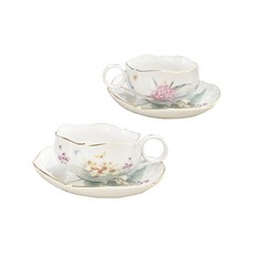 Aynsley 皇后珍珠茶杯 2入組, 黃色雪花, 1套