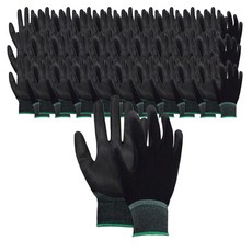 PU手掌塗層手套 M, 黑色的, 50個