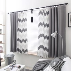 Rainbow house 之字形遮光窗簾 2p, 灰色的