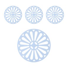 裝飾圓形杯墊 4入, 藍色