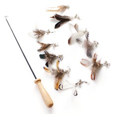 MYOHAN 毛絨釣魚竿羽毛玩具套組, 混色, 1套