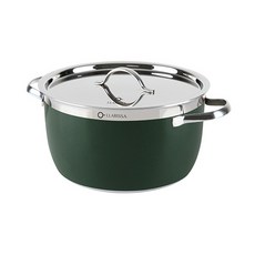 LLARISSA 電磁爐適用HERITAGE系列5層304不鏽鋼雙耳湯鍋+鍋蓋 W494, 深綠色, 24cm