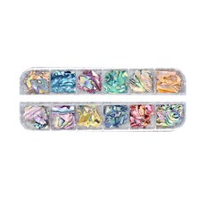 硬式珠光貝殼美甲飾品12件組, 混色, 1個
