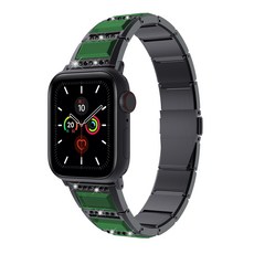 Apple Watch 38 / 40 mm 專用寶石金屬錶帶, 單一商品, 黑色 + 綠色