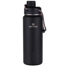 SANTECO 掛繩保溫瓶 U498, 碳黑, 710毫升