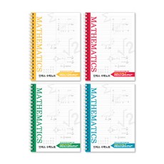 數學筆記本 4入組, 黃色、紅色、綠色、藍色, 1套