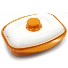 RANGE MATE 微波爐用遠紅外線低油煙方形雙耳煎烤盤+蓋子 橘色, 254 x 227 x 103 毫米, 1個