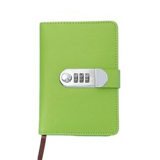 皮革密碼日記本型筆記本 130張, 綠色, 1個