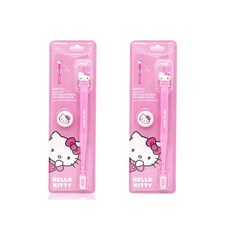 Sanrio Hello Kitty Figure 幼兒牙刷和磁鐵架套組, Hello Kitty(Pink), 1支, 2組
