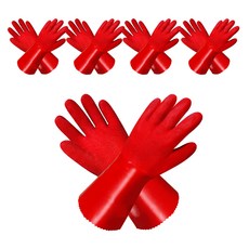 Ilovegh 工業用PVC手套 一般, 5個, 紅色