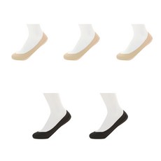 엑스미스 여성용 티 안나는 V컷 골지 데일리 실리콘 덧신 스킨 3족 + 블랙 2족