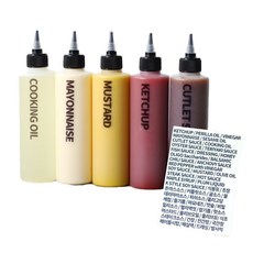 ROMANTIC NOVEMBER 黑蓋醬料瓶 + 55款貼膜貼紙組, 250ml, 1套