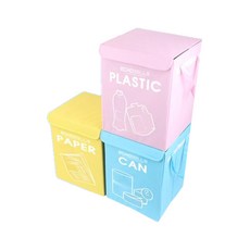 eCHOBELLE 3色不織布製分類垃圾箱組, 黃色, 粉色, 藍色, 1套