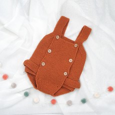 slow moments 荷葉邊嬰兒連身衣 淡南瓜色 + 棒針編織套組, 1套, 混合色