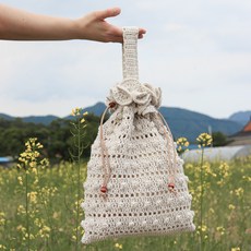 slow moments 鉤針花馬尾包DIY組, 1套, 米白色