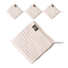 方形華夫格擦手巾, 白色的, 4個