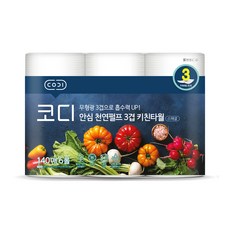 CODI 安心3層廚房紙巾, 140張, 6捲