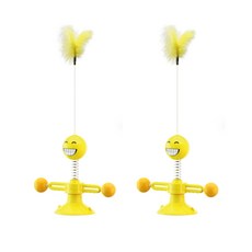 aryko 微笑羽毛貓咪玩具, 2個, 黃色