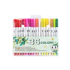 水性軟毛雙頭麥克筆, 36色, 1個