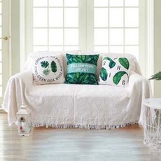 緹花設計沙發蓋布, 白色的