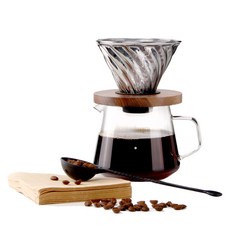 코빙 글라스턴 포인트 드리퍼 + 여과지 40p + 핸드드립 드립서버 650ml + 계량스푼 랜덤발송, 혼합색상, 1세트