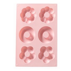 엔젤야옹 도넛츠 6구 실리콘몰드 만능 얼음틀, 핑크, 1개