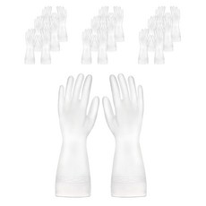 ourliving 半透明橡膠手套 白色, 堅硬的, 10個