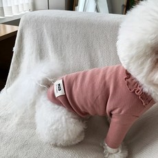 MAGDOG 狗狗晚宴荷葉邊T恤, 粉紅色