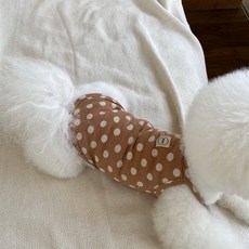 MAGDOG 狗狗栗子圓點亞麻無袖T恤, 棕色