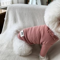 MAGDOG 狗狗晚宴荷葉邊T恤, 粉紅色