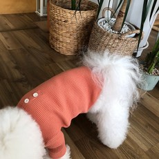 MAGDOG 狗狗秋季鈕扣T恤, 葡萄柚色