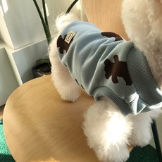 MAGDOG 印花寵物刷絨背心, 藍色