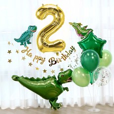 Corona International 恐龍生日派對氣球組合包 數字2, 金色, 1套