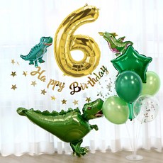 Corona International 恐龍生日派對氣球套餐組合 數字6, 金色, 1套