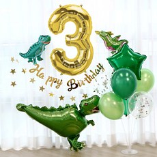 RONA PARTY Corona International 恐龍生日派對氣球組合包 數字3, 金色, 1套