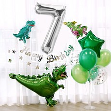 Corona International 恐龍生日派對氣球組合包 數字7, 銀色, 1套