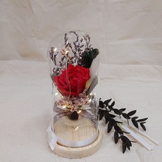 花開風景 鮮花 永生花 + 玻璃罩 小, 紅色(永生花)