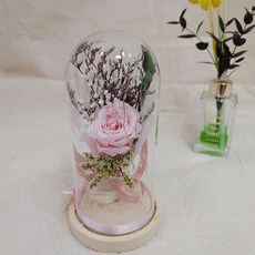 花開風景 鮮花 永生花 + 玻璃罩 小, 粉紅色(永生花)