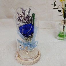 花開風景 鮮花 永生花 + 玻璃罩 小, 藍色(永生花)