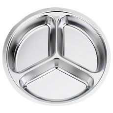 원형3구 스텐 반찬 다이어트식판, 실버, 1개