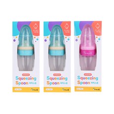 矽膠擠壓式餵食奶瓶 翡翠綠 2入+粉紅色, 翡翠綠+粉色, 1組