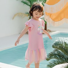 Lala Amang 女童款閃亮獨角獸網紗連身裙