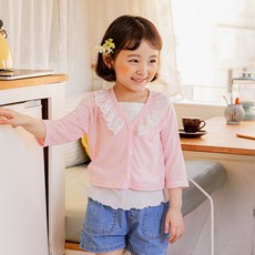 Lala Amang 女童款蕾絲領夏季開衫