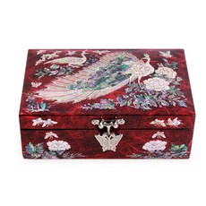 PARKSSISANGBANG Najeon Hanji 孔雀花首飾盒 16cm 紅色, 1個