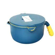 雙色刨菜碗+刨絲器 7入組+護手握柄, 藍色+白色（混合球）