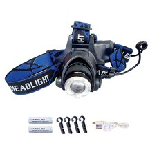 dandan 헤드랜턴 + 18650 배터리 2p + 마이크로 5핀 케이블 + 안전모걸이4p 세트, 혼합색상, 1세트