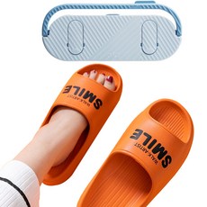 Famela粉彩色調浴室拖鞋 橘色 T142+拖鞋架 藍色, 1套