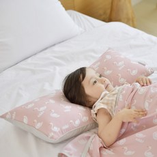 아띠블랑 인견 유아 와이드베개 커버 2p + 속통 1p, 핑크스완